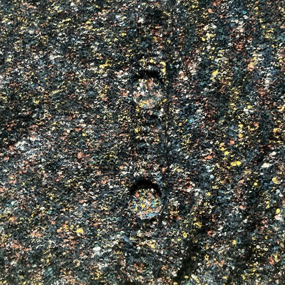 Vintage Mohair-Blend Confetti Knit Cardigan Black and Multi Boucle Textured S M - Picture 4 of 7